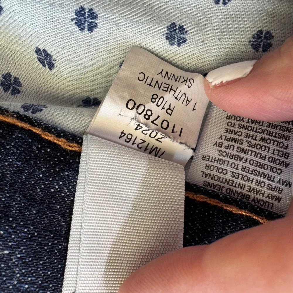 Lucky‎ Brand 1 Authentic Skinny Jeans Mens 34x32 Dark Wash Indigo Button Fly